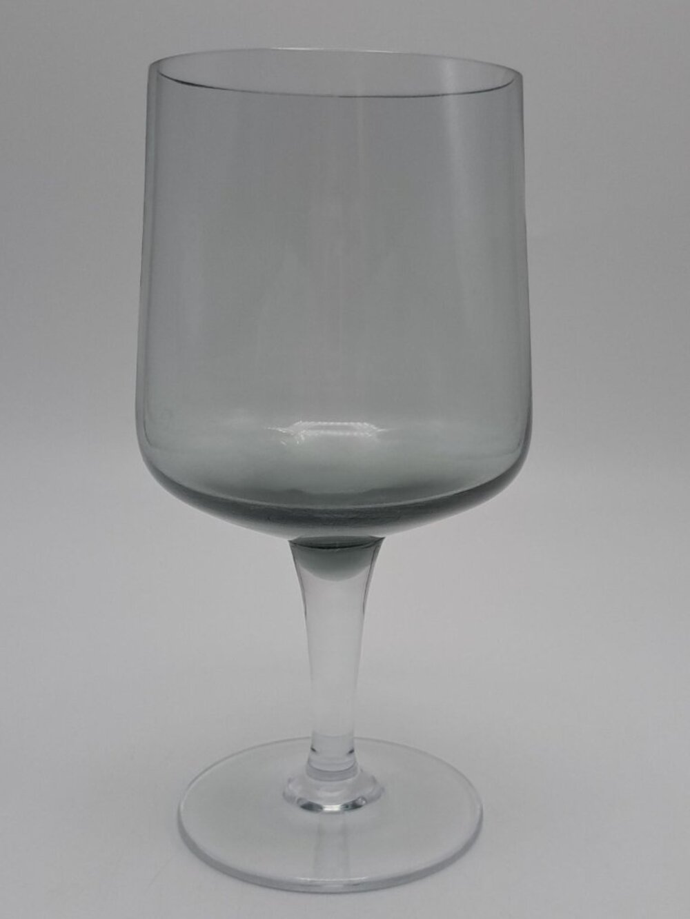 MCM Gray Smoke Wine/Water Goblet Clear Stem 12 Fl Oz Mid-Century Modern Glass